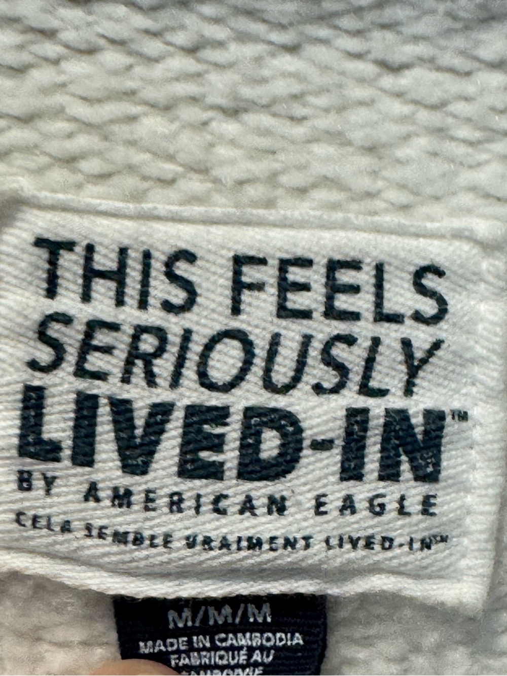 American Eagle M Beige/White Striped Sweatshirt - Picture 2 of 7